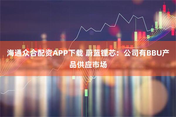 海通众合配资APP下载 蔚蓝锂芯：公司有BBU产品供应市场